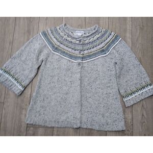 NorthStyle Cardigan Womens M Fair Isle Wool Multicolor‎ Sweater Geometric Gray
